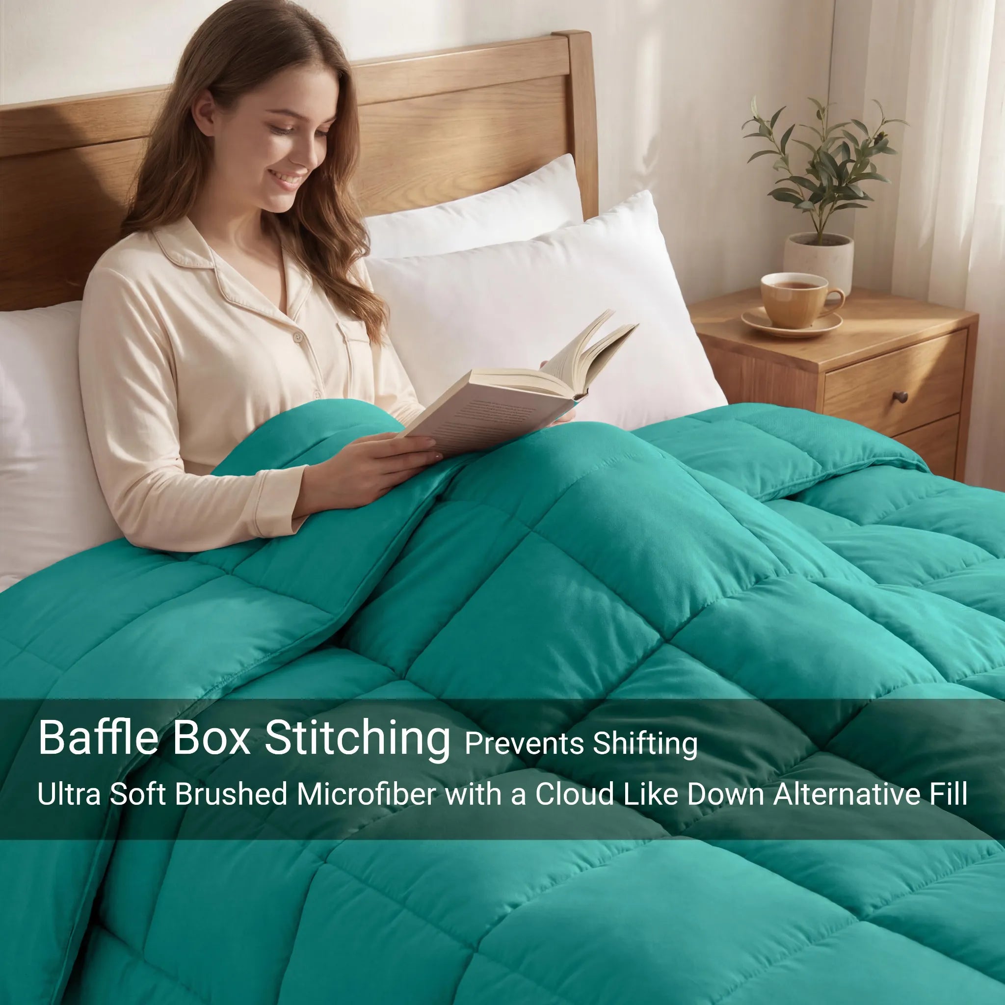 Brushed Microfiber Down Alternative Medium Weight Solid Comforter