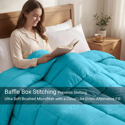 Brushed Microfiber Down Alternative Medium Weight Solid Comforter