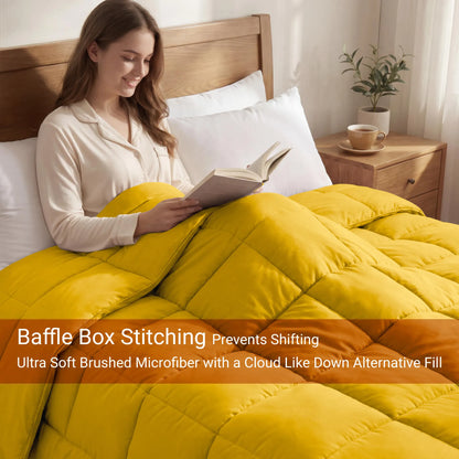 Brushed Microfiber Down Alternative Medium Weight Solid Comforter