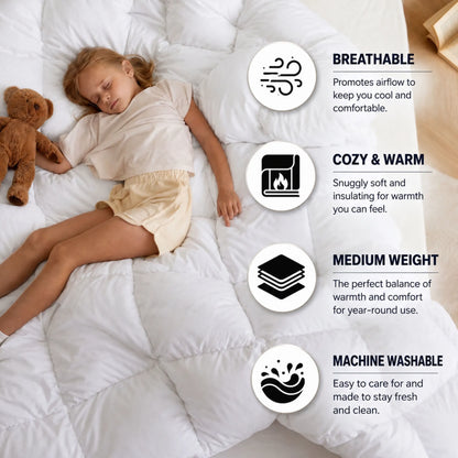 Brushed Microfiber Down Alternative Medium Weight Solid Comforter
