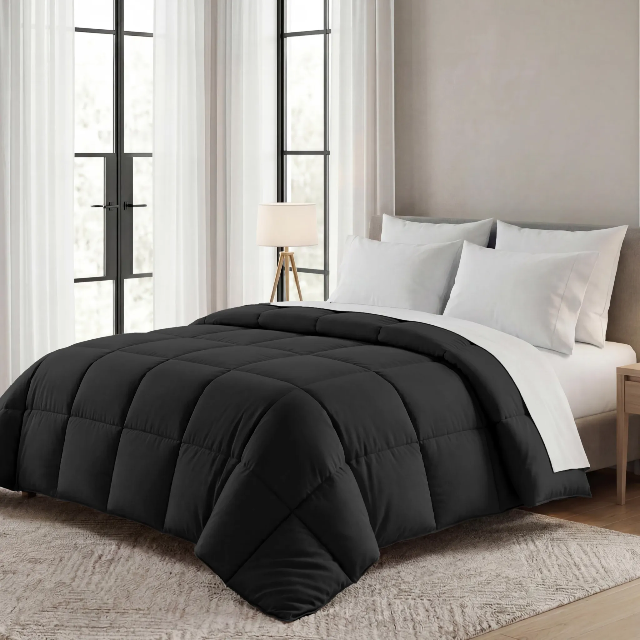 Brushed Microfiber Down Alternative Medium Weight Solid Comforter