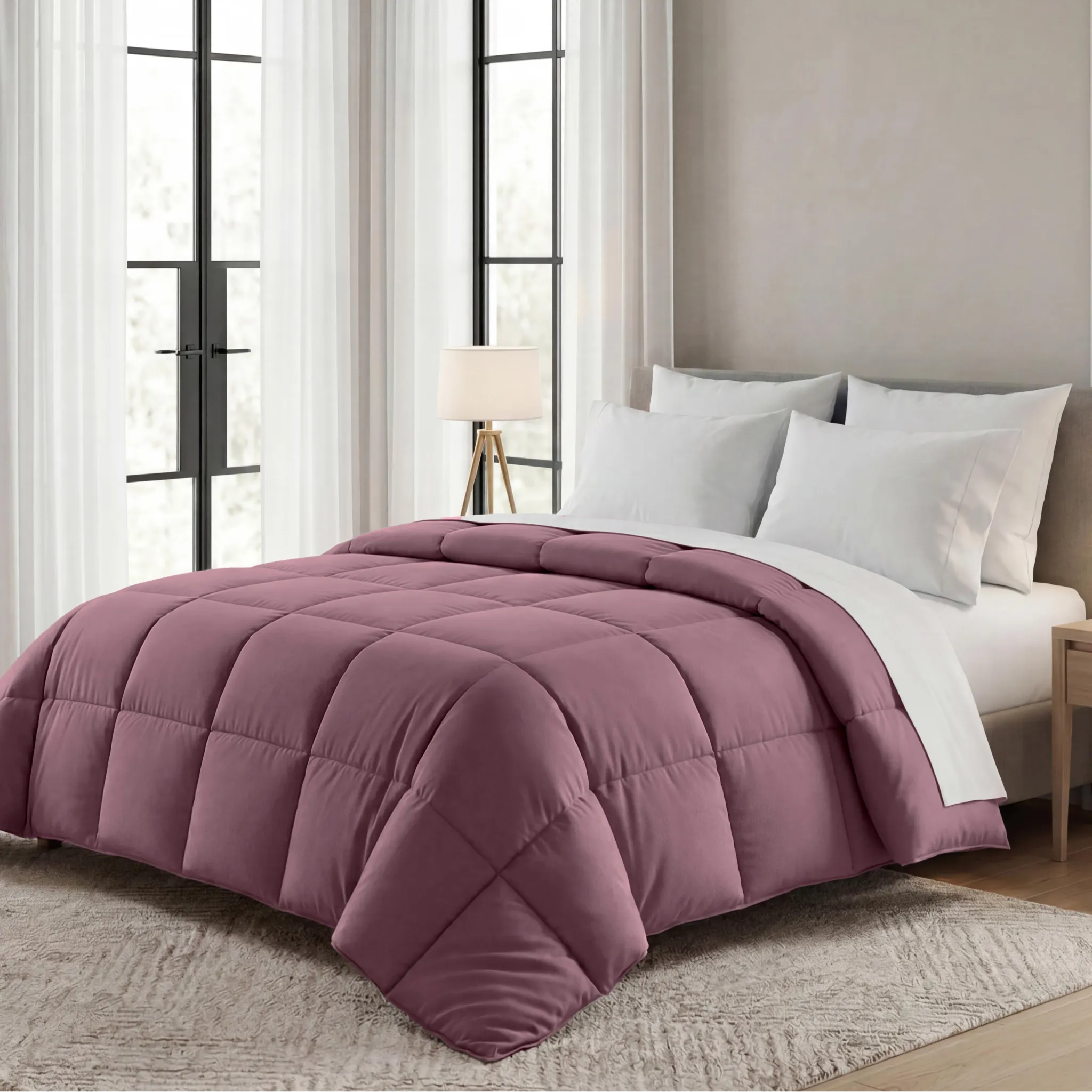 Brushed Microfiber Down Alternative Medium Weight Solid Comforter