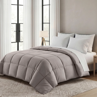 Brushed Microfiber Down Alternative Medium Weight Solid Comforter