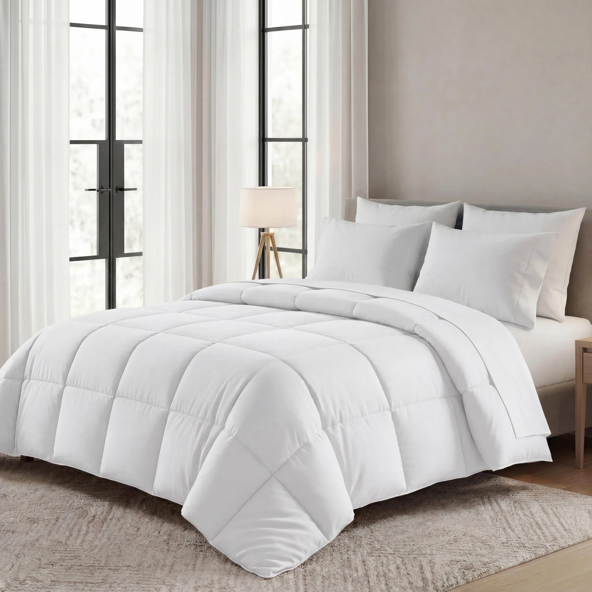 Brushed Microfiber Down Alternative Medium Weight Solid Comforter