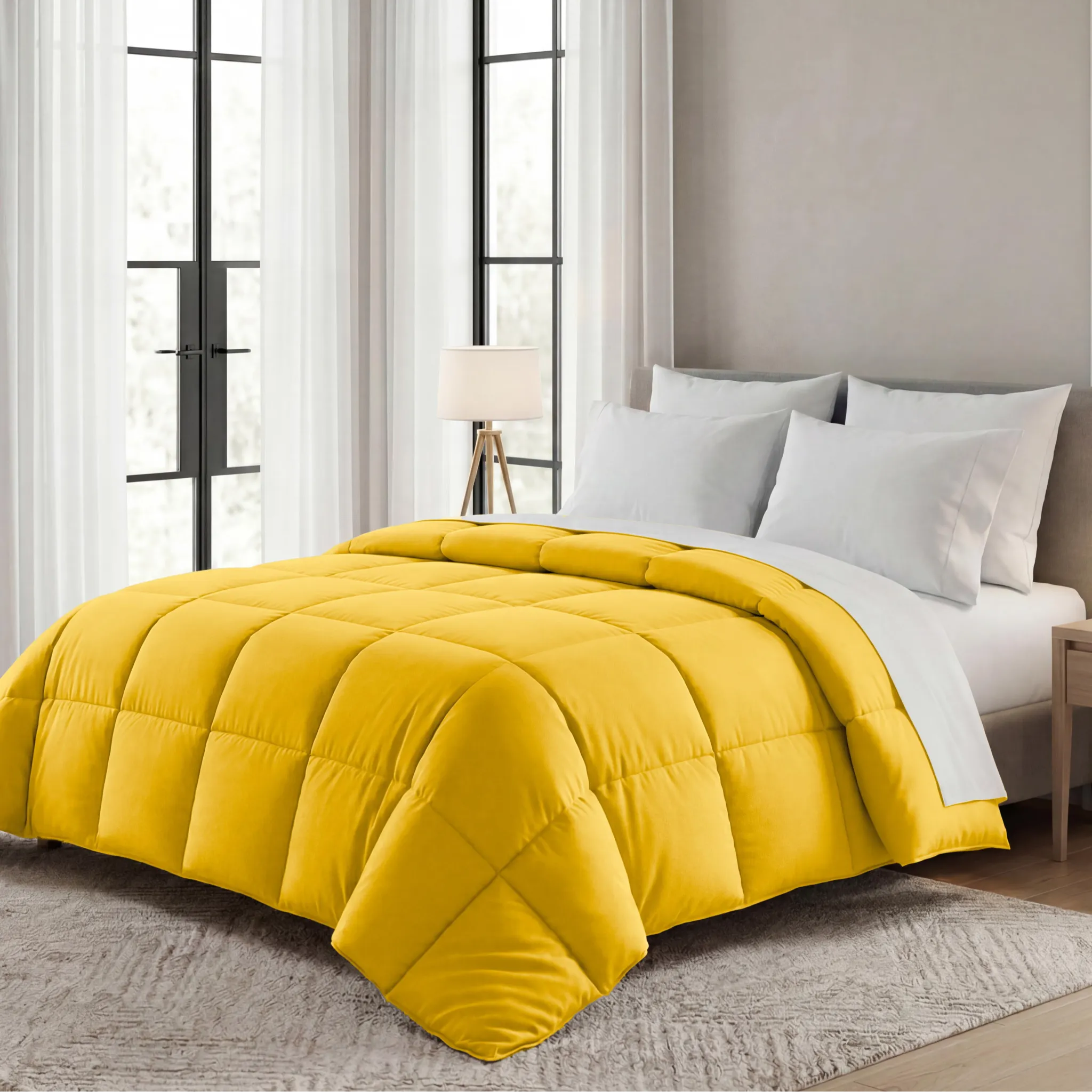 Brushed Microfiber Down Alternative Medium Weight Solid Comforter