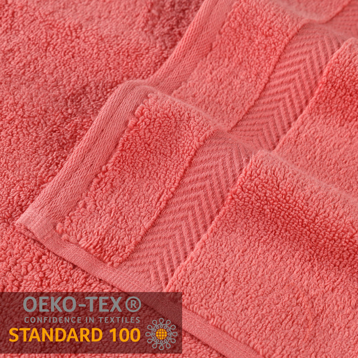 Zero Twist Cotton Solid Ultra-Soft Absorbent Hand Towel Set of 6 - Coral