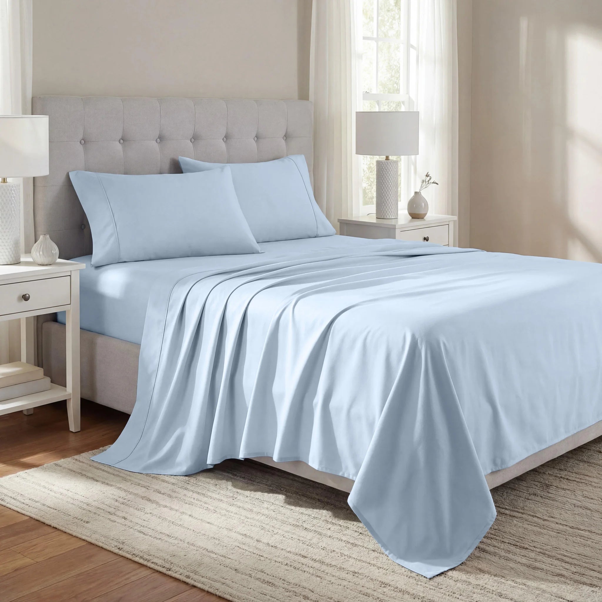 1000 Thread Count Cotton Rich Solid Deep Pocket Bed Sheet Set