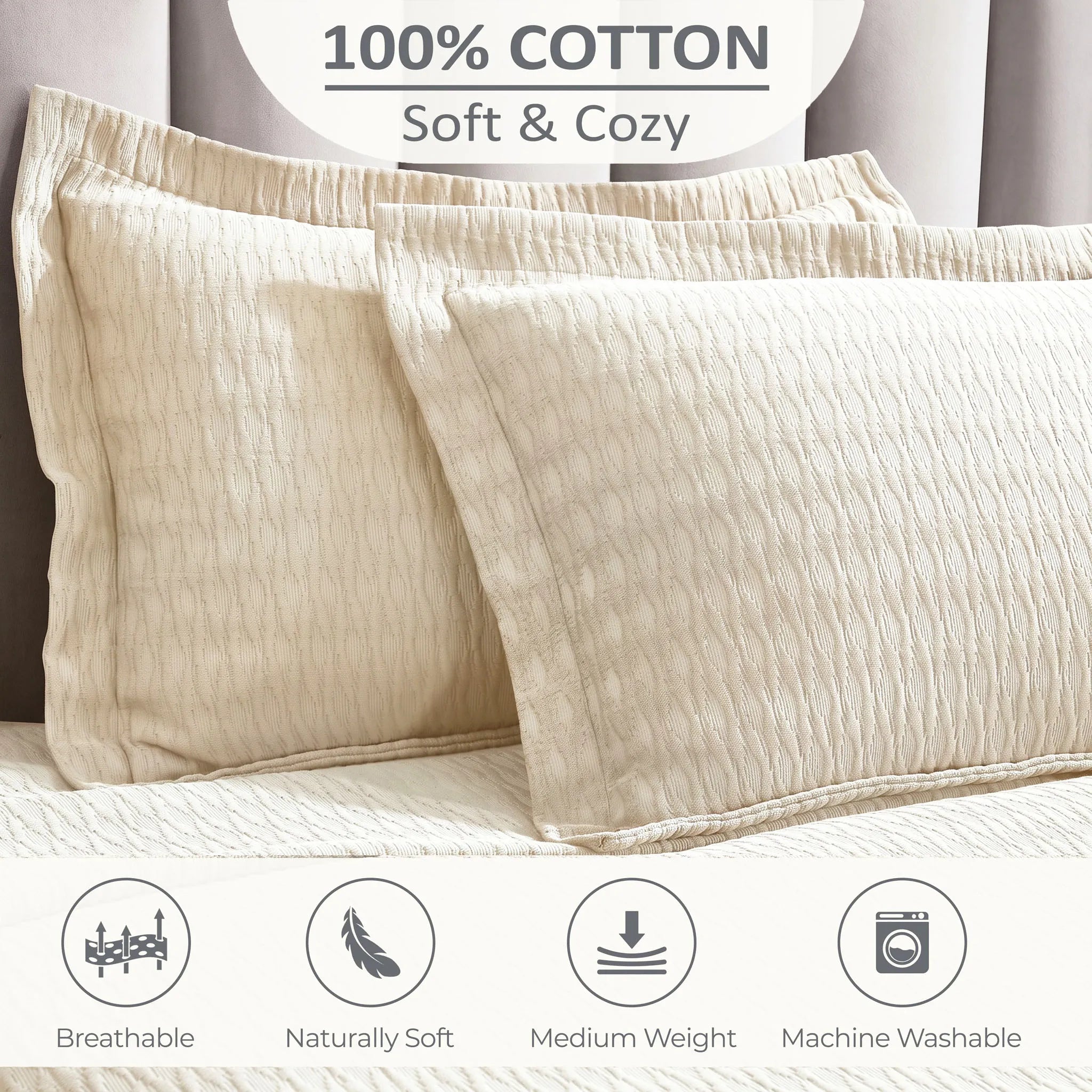 Calvert Cotton Medium Weight Geometric Matelasse Bedspread Set