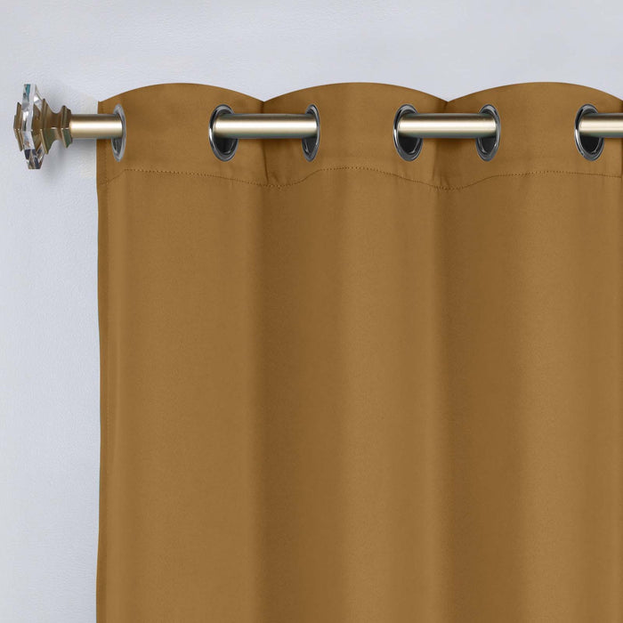 Solid Machine Washable Room Darkening Blackout Curtains, Set of 2 - Camel