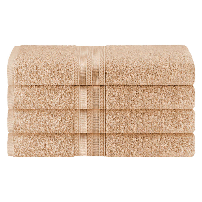 Cotton Eco-Friendly 4 Piece Solid Bath Towel Set - Camel