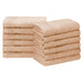 Cotton Eco Friendly 12 Piece Solid Face Towel Set - Camel