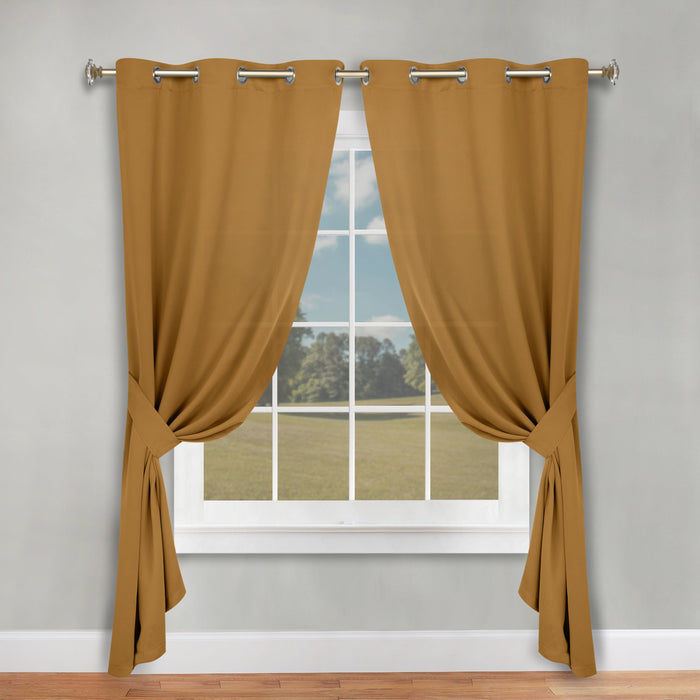 Solid Machine Washable Room Darkening Blackout Curtains, Set of 2 - Camel