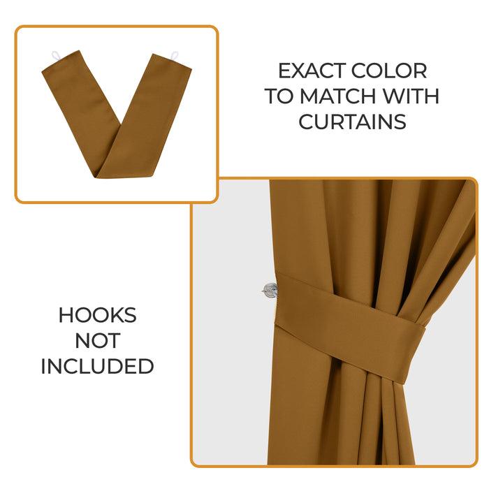 Solid Machine Washable Room Darkening Blackout Curtains, Set of 2 - Camel