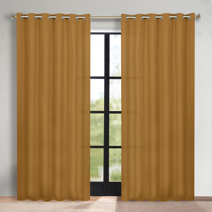 Solid Machine Washable Room Darkening Blackout Curtains, Set of 2 - Camel