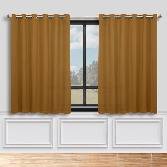 Solid Machine Washable Room Darkening Blackout Curtains, Set of 2 - Camel