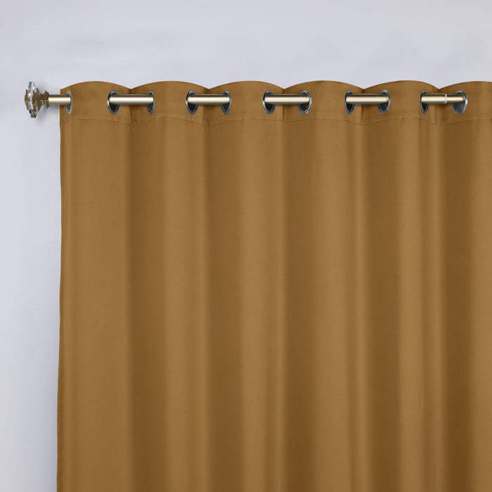 Solid Machine Washable Room Darkening Blackout Curtains, Set of 2 - Camel