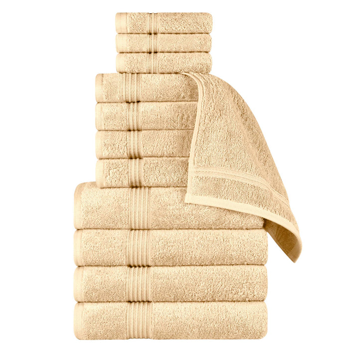 Egyptian Cotton Highly Absorbent Solid 12-Piece Ultra Soft Towel Set - Canary
