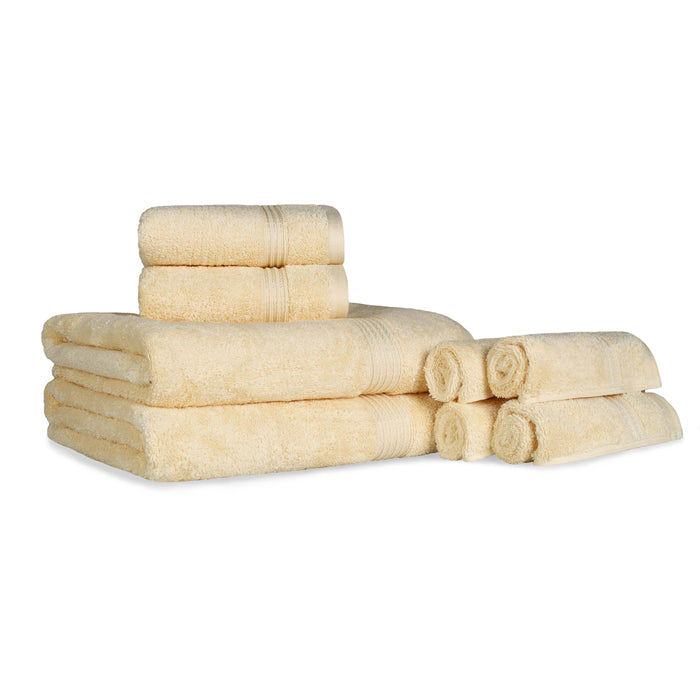 Egyptian Cotton Highly Absorbent Solid 8 Piece Ultra Soft Towel Set - Canary