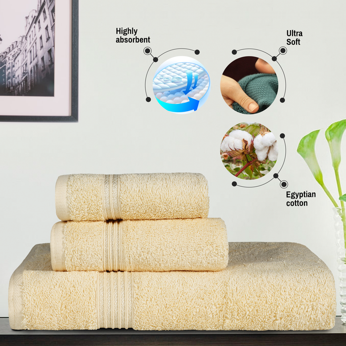 Egyptian Cotton Highly Absorbent Solid 12-Piece Ultra Soft Towel Set - Canary