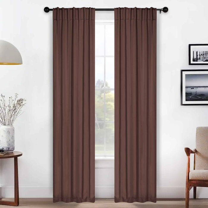 Solid Room Darkening Back Tabs Blackout Curtains, Set of 2