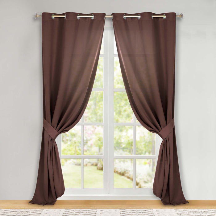 Solid Machine Washable Room Darkening Blackout Curtains, Set of 2 - Cappuccino