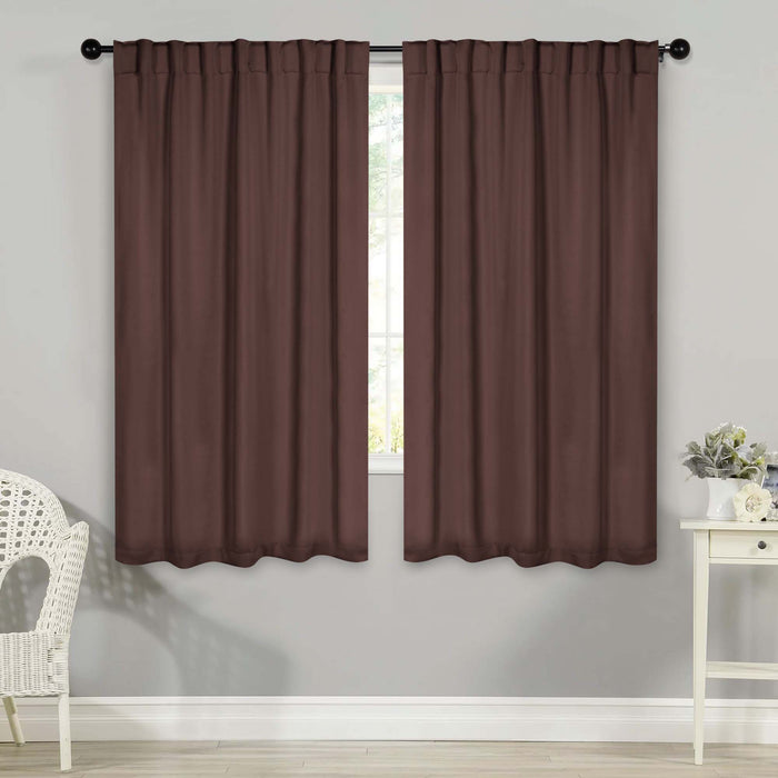 Solid Room Darkening Blackout Curtains with Back Tabs, Set of 2