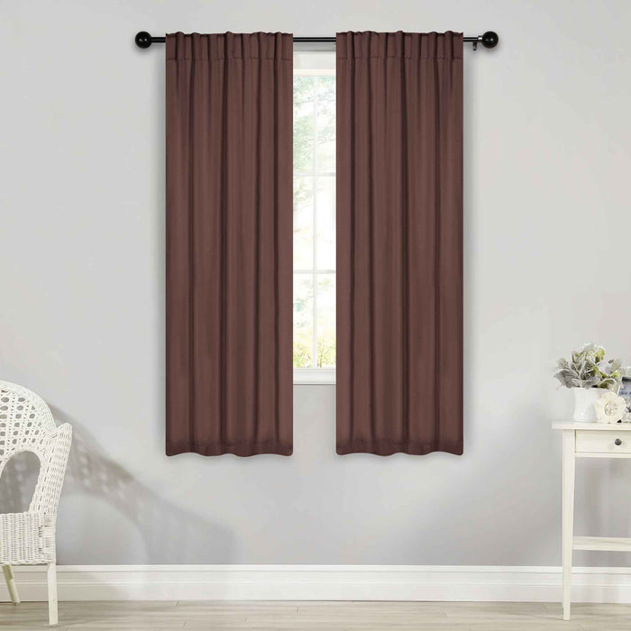 Solid Room Darkening Back Tabs Blackout Curtains, Set of 2