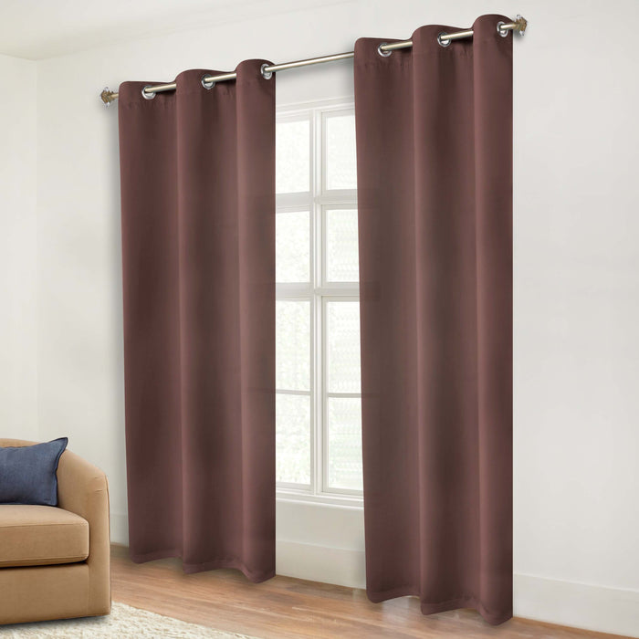 Solid Machine Washable Room Darkening Blackout Curtains, Set of 2 - Cappuccino