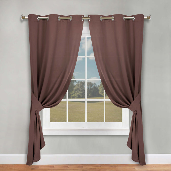 Solid Machine Washable Room Darkening Blackout Curtains, Set of 2 - Cappuccino