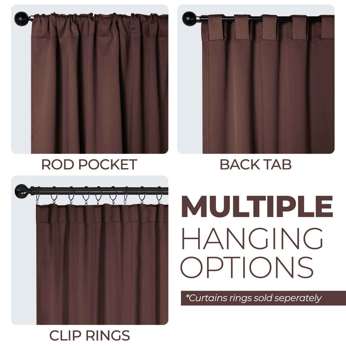 Solid Room Darkening Blackout Curtains with Back Tabs, Set of 2