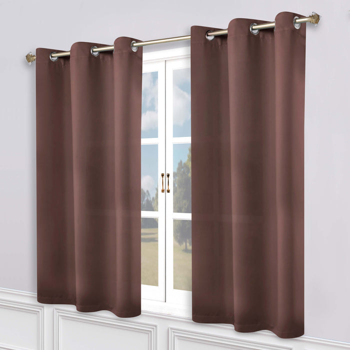 Solid Machine Washable Room Darkening Blackout Curtains, Set of 2 - Cappuccino