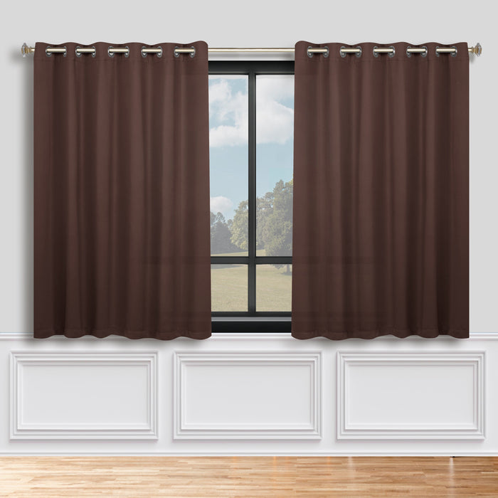 Solid Machine Washable Room Darkening Blackout Curtains, Set of 2 - Cappuccino