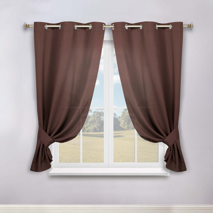 Solid Machine Washable Room Darkening Blackout Curtains, Set of 2 - Cappuccino