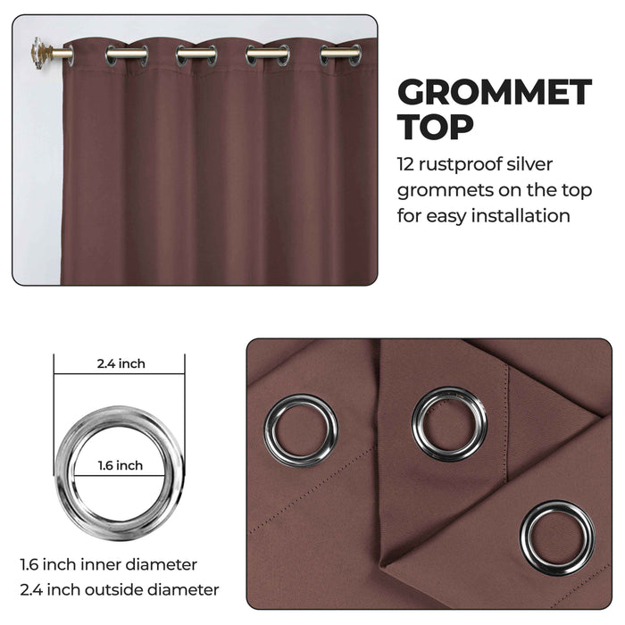 Solid Machine Washable Room Darkening Blackout Curtains, Set of 2 - Cappuccino