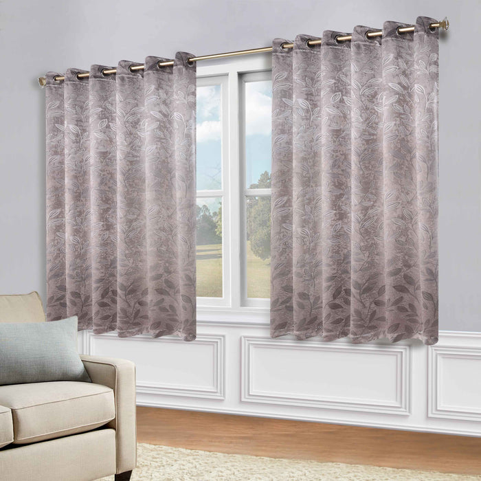 Leaves Grommet Room Darkening Blackout Curtains, Set of 2 - Cappuccino