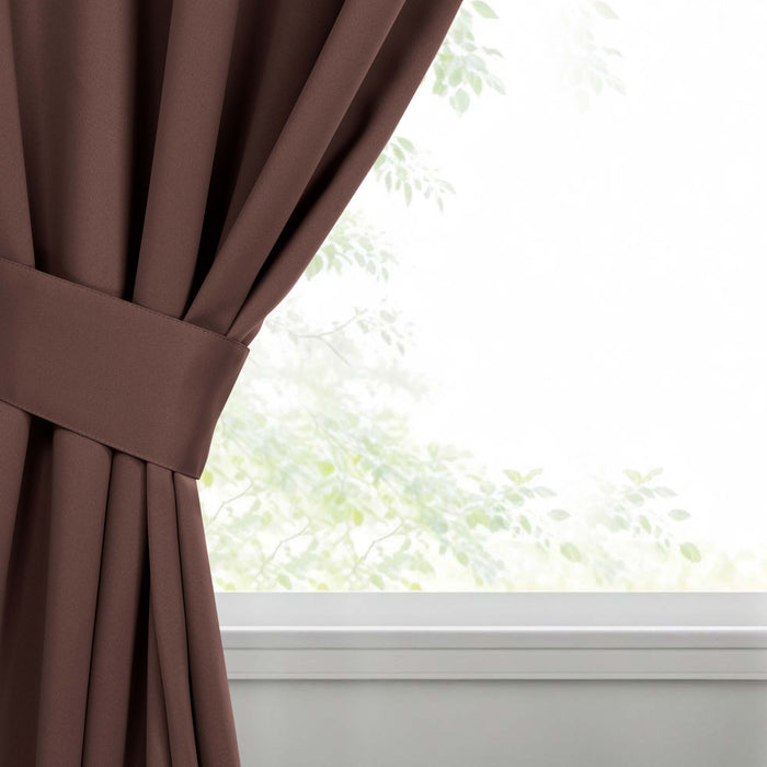 Solid Machine Washable Room Darkening Blackout Curtains, Set of 2 - Cappuccino