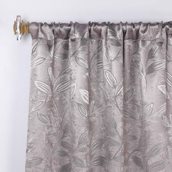 Leaves Rod Pocket Room Darkening Blackout Curtains, Set of 2