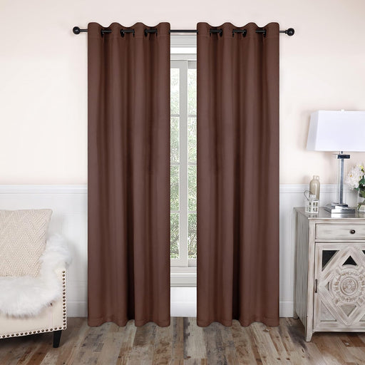 Rod Pocket Room Darkening Solid Blackout Curtains, Set of 2 - Cappuccino