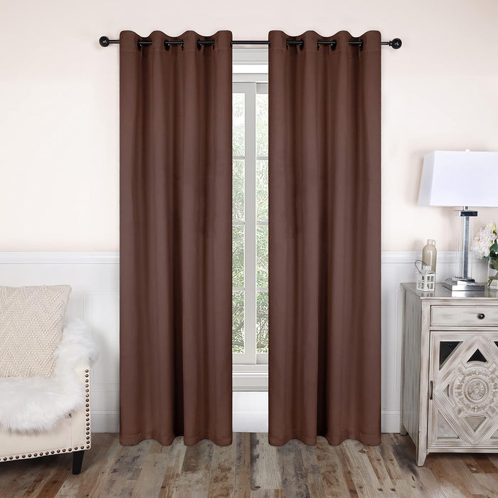 Rod Pocket Room Darkening Solid Blackout Curtains, Set of 2 - Cappuccino