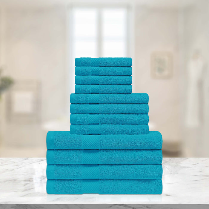 Kendell Egyptian Cotton 12 Piece Solid Towel Set - CapriBreeze
