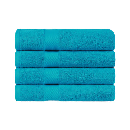Kendell Egyptian Cotton 4 Piece Bath Towel Set with Dobby Border - Blue Nile Mills