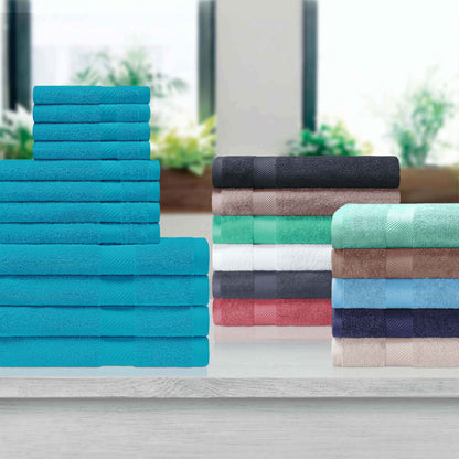 Kendell Egyptian Cotton 4 Piece Bath Towel Set with Dobby Border - Blue Nile Mills