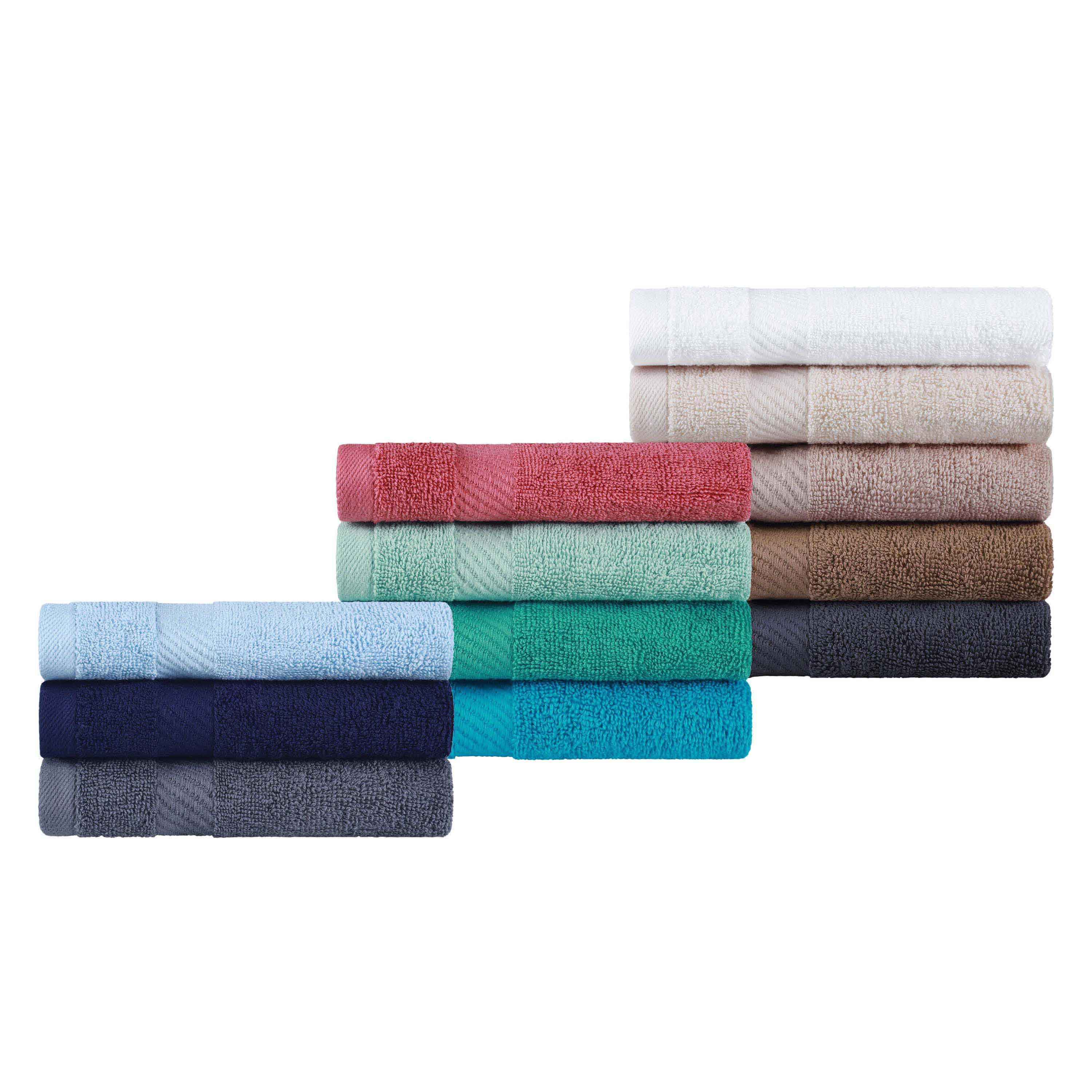 Kendell Egyptian Cotton 4 Piece Bath Towel Set with Dobby Border - Blue Nile Mills
