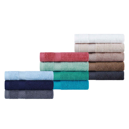 Kendell Egyptian Cotton 4 Piece Bath Towel Set with Dobby Border - Blue Nile Mills
