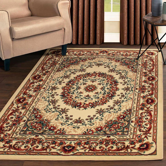 Tayana Floral Medallion Ornamental Floral Area Rug - Caramel