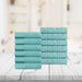 Turkish Cotton Jacquard Herringbone and Solid 12 Piece Face Towel Set - Cascade