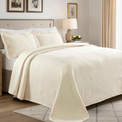 Cascade Cotton Jacquard Matelassé 3-Piece Bedspread Set - Blue Nile Mills
