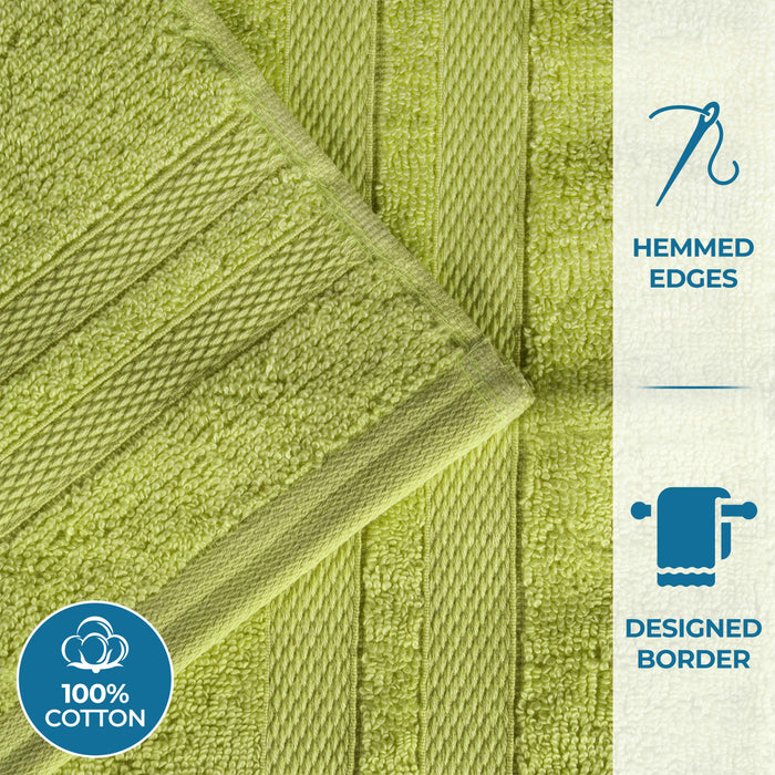 Ultra-Soft Cotton Absorbent Quick-Drying 12 Piece Assorted Towel Set - Celery