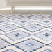 Talluah Hand-Tufted Cotton/Wool Textured Geometric Farmhouse Area Rug - Cerulean/Dark Denim