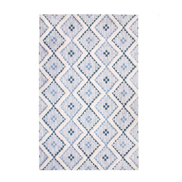 Talluah Hand-Tufted Cotton/Wool Textured Geometric Farmhouse Area Rug